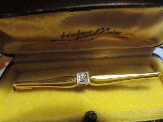 Edle 585 Gold Brosche M Diamant Mehrf Punziert Wb I Bakelitkästchen _art Deco Bild