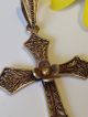Großes Antikes Filigranes Biedermeier Kreuz Anhänger Silber Vergoldet Schmuck nach Epochen Bild 1