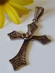 Großes Antikes Filigranes Biedermeier Kreuz Anhänger Silber Vergoldet Schmuck nach Epochen Bild 2