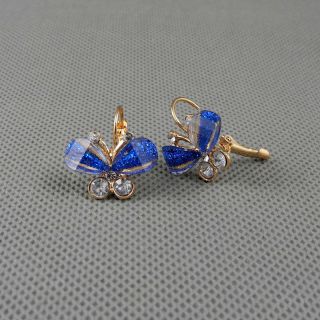 1x Jewelry Ear Stud Jewellery Women Earrings Ohrschmuck Xj0077 Butterfly Crystal Bild