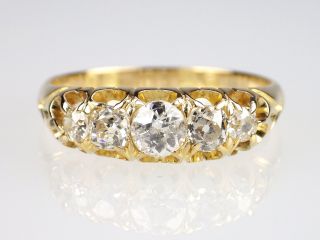 Jugendstil Damen England 750 18k Gelbgold 0,  93 Ct Diamant Band Ring,  Antik,  Gr.  58 Bild