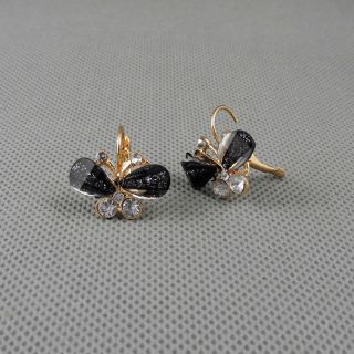1x Jewelry Ear Stud Nail Pendant Earrings Ohrschmuck Xj0105 Butterfly Crystal Bild