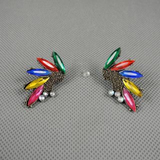 1x Punk Jewelry Ear Clip Women Pendant Earrings Ohrschmuck Xj0599 Crystal Leaf Bild