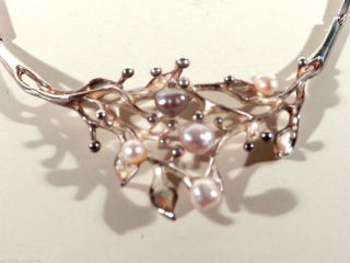 Pforzheim 70er Jahre Silber Perlen Collier ° Silver Necklace Bild