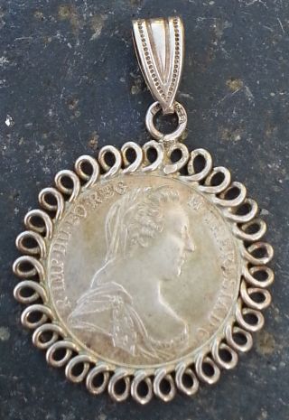 Antiker Anhänger Regentin Maria Theresia Von Österreich 1780 Silber 835 Selten Bild
