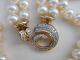 Vintage 2 Reihige Kette 9 Mm Ayakoya - Perlen Verschluss 585 Gold Diamantbesatz Ketten Bild 9