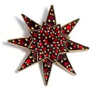 Wunderschöne Antike Granat Brosche: Ein Stern,  Böhmische Granate Garnet Brooch Bild