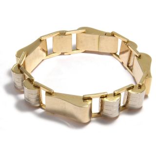 Streamline Moderne: 585 Weißgold & Gelbgold Armband Gold Art Déco Retro Bracelet Bild