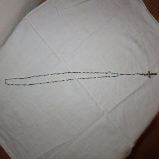 Rosenkranzkette Aus Hellen Steinchen Mit Metallkreuz U.  Anhänger Anno Santo 1950 Bild