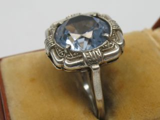 WunderschÖner Alter Ring Um 1930 Aus 835 Silber Mit Blauem Stein Bild