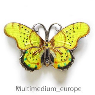 Silber Brosche Schmetterling Emaille 60er Jahre Butterfly Brooch Enamel Bild