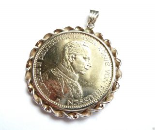 Münzanhänger Fünf Mark Münze Wilhelm Ii Kaiser König Von Preußen Silber - Anhänger Bild