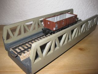 Flache Holz Gitter Brücke Ho M Märklin Schiene Ca.  25cm Lang Gut.  Neuw. Bild