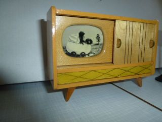 Musikbox Phonomöbel Puppenmöbel Holz 60ziger Jahre Radiomöbel Bild