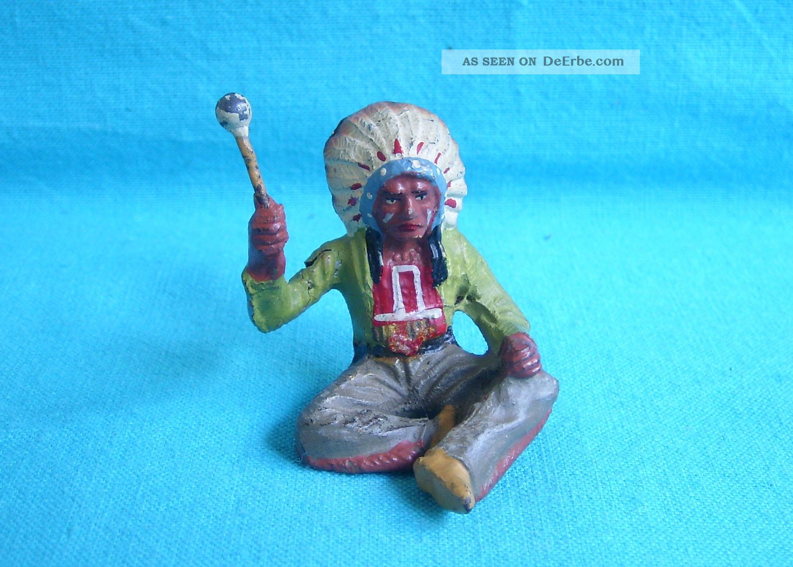 Elastolin Masse - Indianer - Figur,  Westernfigur,  Häuptling,  Trommler (ohne Trommel) Gefertigt nach 1945 Bild
