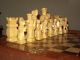 Großes Altes Schachspiel Holz Schachbrett Schach Figuren Ausklappbar Handarbeit Gefertigt nach 1945 Bild 1