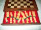 Großes Altes Schachspiel Holz Schachbrett Schach Figuren Ausklappbar Handarbeit Gefertigt nach 1945 Bild 4