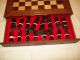 Großes Altes Schachspiel Holz Schachbrett Schach Figuren Ausklappbar Handarbeit Gefertigt nach 1945 Bild 5