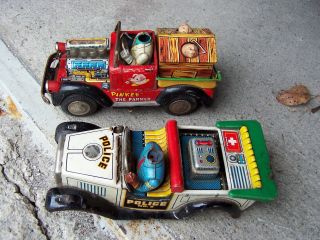 Blechspielzeug Auto Farmer Polizei Lorry Tin Toy Bild
