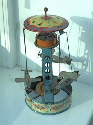 Damo Blechspielzeug Altes Flugzeugkarussell Vor 1945 Bild
