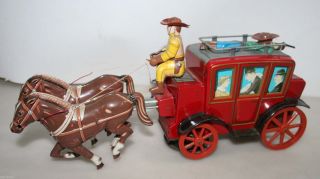 Daiya Japan Pferde Kutsche Western Blech Tin Toy Blechkutsche Blechspielzeug Bild