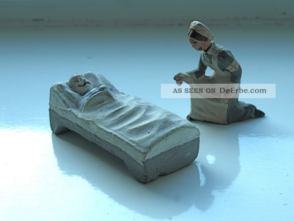 Lineol Figuren - Verwundeter Soldat,  Rot Kreuz Schwester 10,  5 Cm Elastolin & Lineol Bild