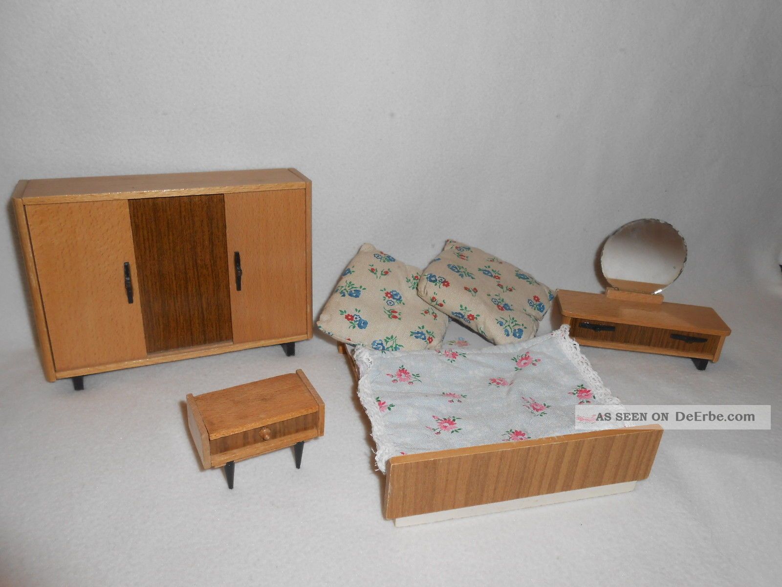 Ddr, puppenstube, komplettes schlafzimmer, möbel, holz, konvolut ...