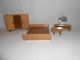 Ddr,  Puppenstube,  Komplettes Schlafzimmer,  Möbel,  Holz,  Konvolut,  Schrank,  Bett,  Kommode Original, gefertigt vor 1970 Bild 1
