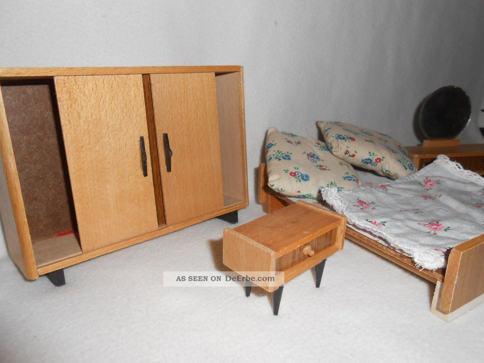 Ddr, puppenstube, komplettes schlafzimmer, möbel, holz, konvolut ... Schlafzimmer mobel