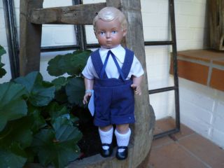 Schildkröt Puppe Hans 18 Cm Unbespielt Oriinalbekleidung Blond Blaue Augen Bild