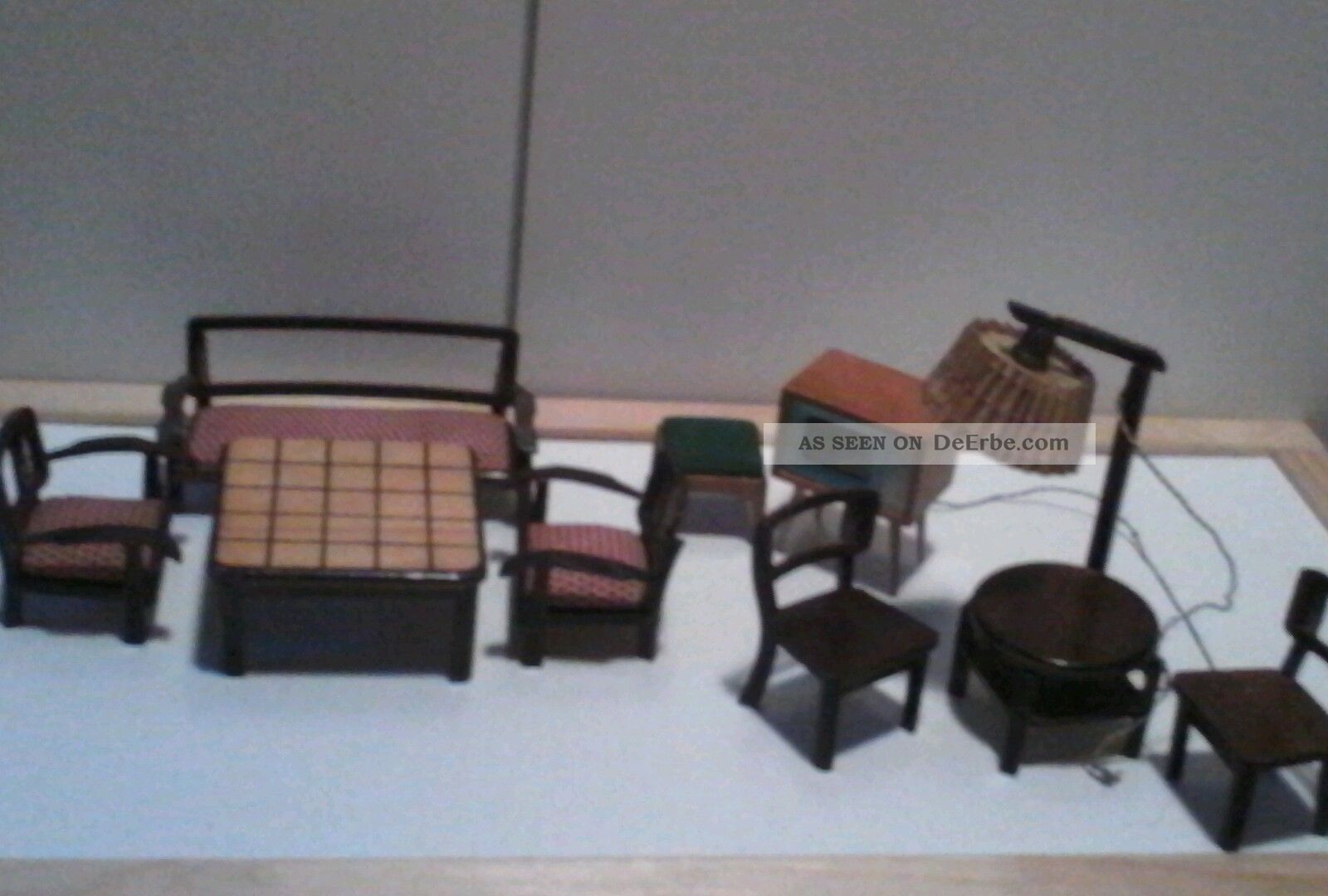 Alte Puppenstubenmobel Wohnzimmer Komplett Holz 30er 40er 50er Jahre