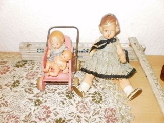 Antikspielzeug 3puppenstuben Puppen Und Sportwagen Bild