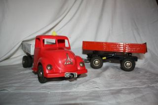Deutz Blechmodell Lkw Mit Anhänger Rot 50er - 60er Jahre Martin Seidel West Germa Bild