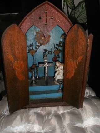 Kleiner Kinder Altar - Miniatur Altar Um 1910 - Engelmotive Pappe - Bild
