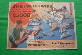 Antiker Prospekt Stabil Metallbaukästen U.  Zubehör Reichsmark Ca.  1935 Bild