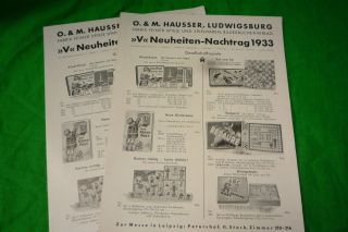 2 X Antiker Hausser Elastolin Katalog / Neuheiten Nachtrag 1933 Bild