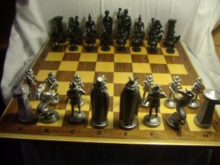 Schach Schachspiel Mit Metallfiguren - Römer Gegen Wikinger Bild