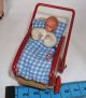 Altes Biegepüppchen - Baby Mit Puppenkarre Aus Holz Original, gefertigt vor 1970 Bild 1