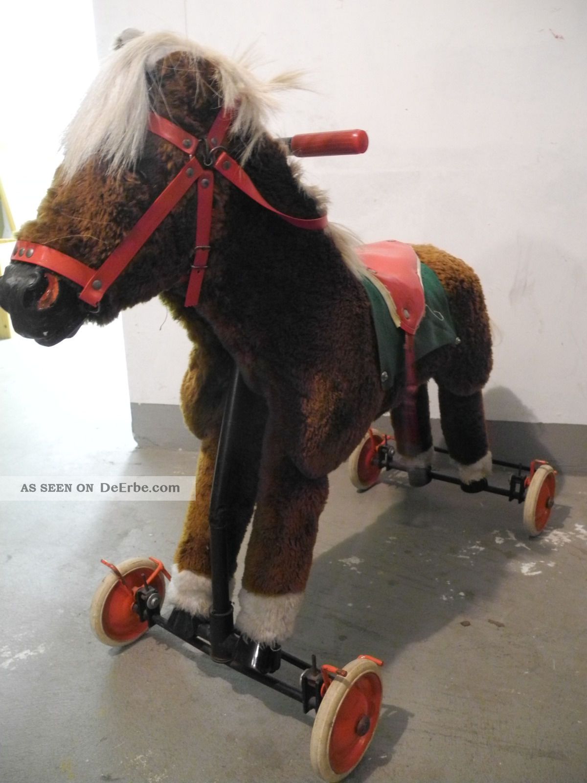 Antik Schaukelpferd Ziehpferd Pferd Auf Rädern / Rollen Steiff? Rar