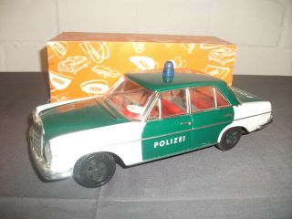 Alter Mercedes 280 Polizei Auto Huki Streifenwagen Mint/box Friktion W.  Germany Bild