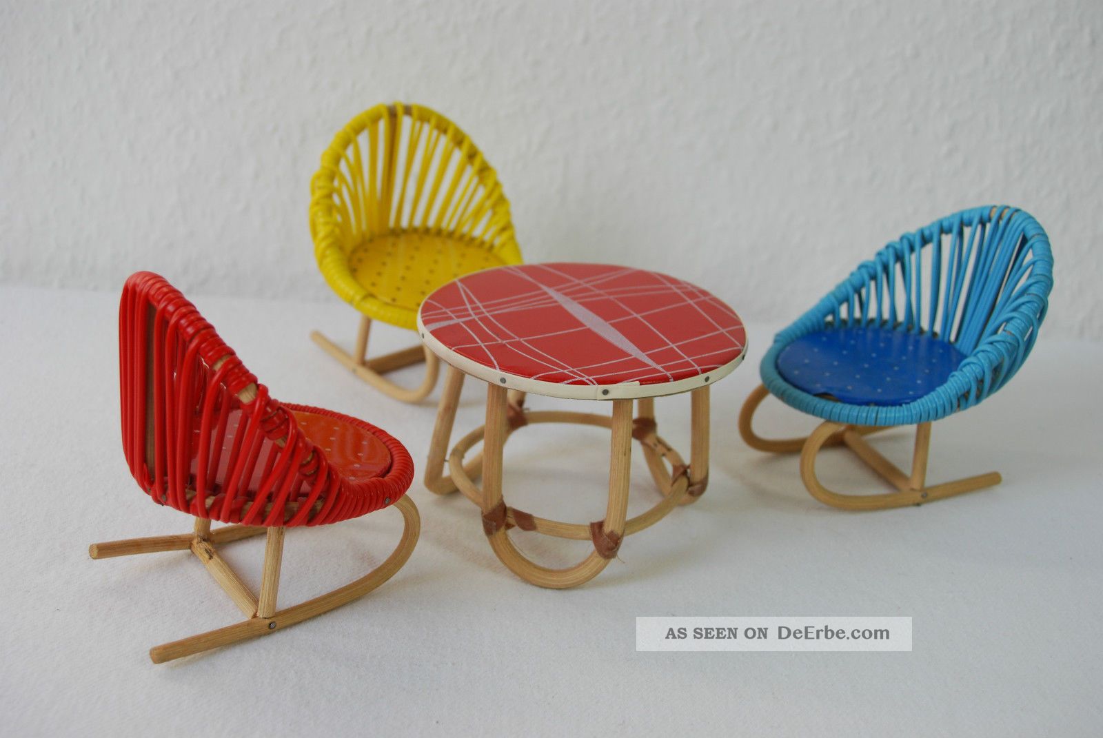 Kultige Sitzgruppe Tisch Stuhle Terrasse Garten Puppenmobel 60er
