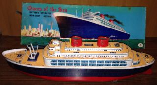 Schiff / Blechschiff Aus Japan | Queen Of The Sea Tinplate Liner | 54 Jahre Alt Bild