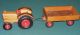 Alter Grosser Traktor Mit Kipp - Anhänger Aus Holz Holzspielzeug Bild 3