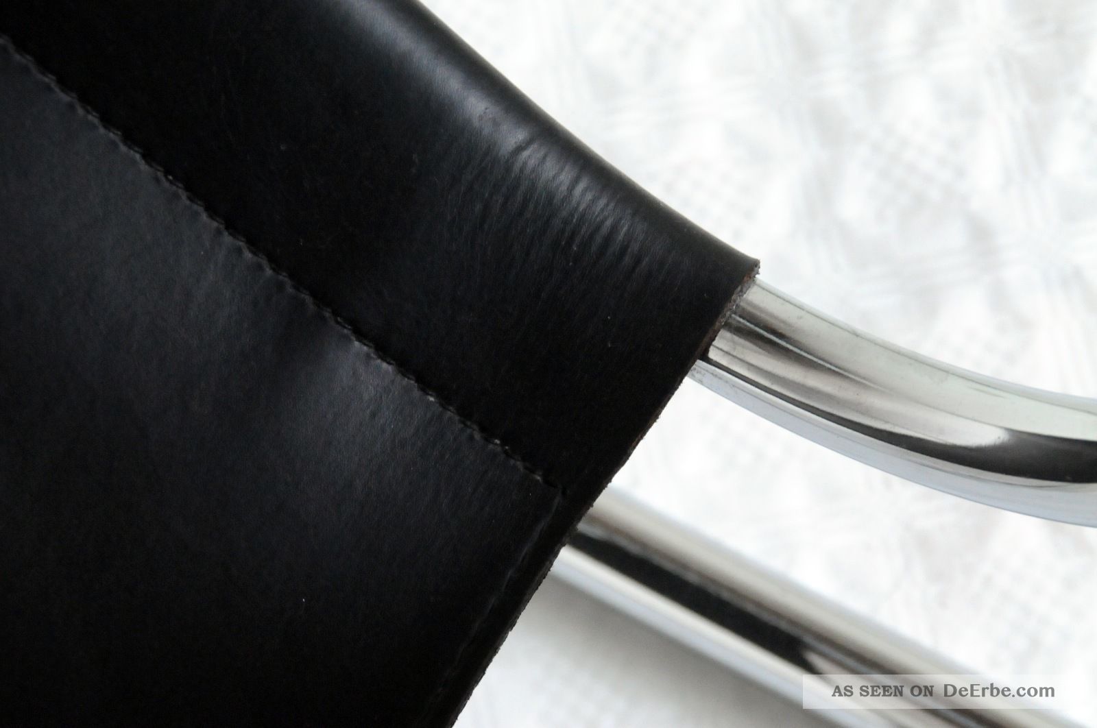 Sessel, Schaukelstuhl, Rocking Chair, Stahlrohr, Leder Schwarz