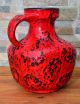 Fat Lava Eckige Vase Henkelvase Rot Red Germany 70er 70s H.  23 Cm D.  Ca.  16 Cm 1970-1979 Bild 2