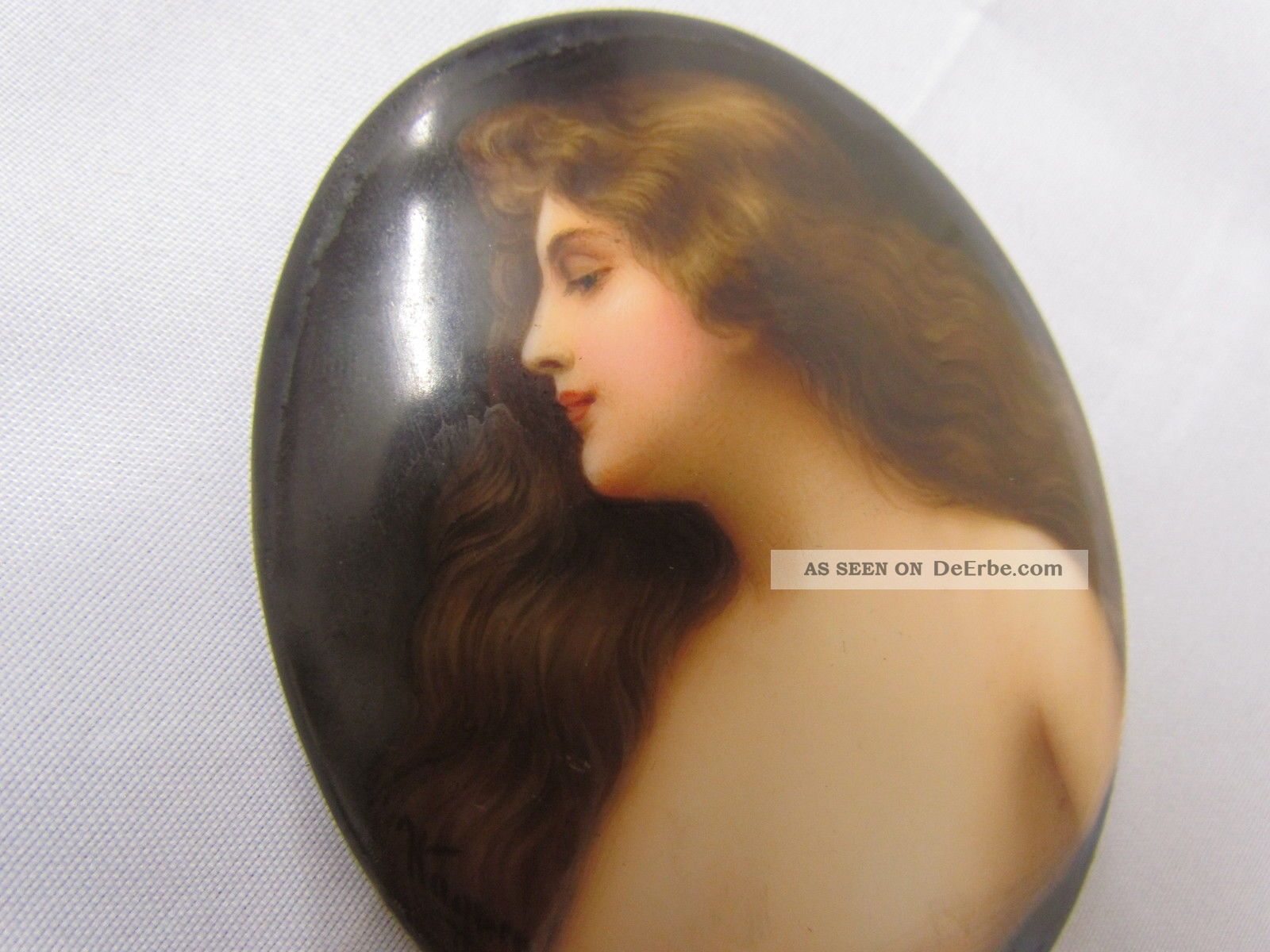 Antike Miniatur 1890 Schönheit Signiert Top Miniaturen & Silhouetten Bild