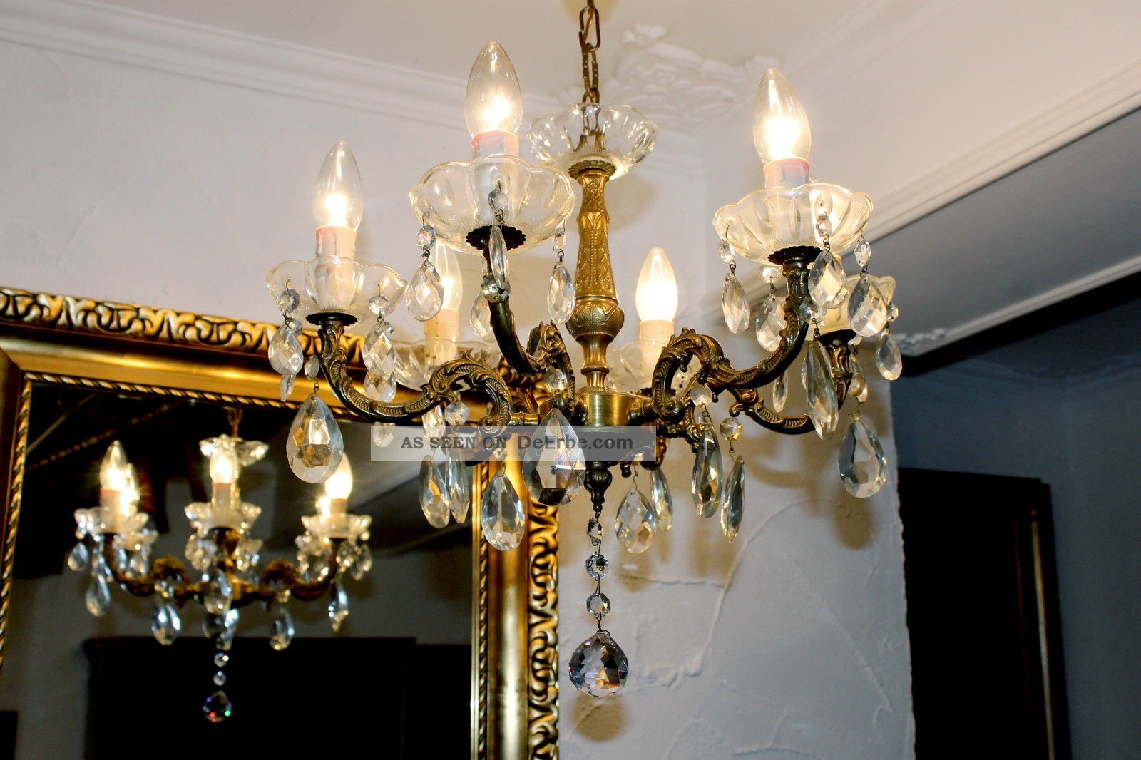 Alter Antiker Kronleuchter/lüster/kristall/jugendstil Aus Frankreich