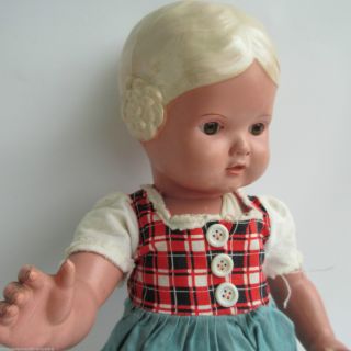 Alte SchildkrÖt Celluloid Puppe Bärbel Blond 45 Sir Braune Glasaugen 30er 40er Bild