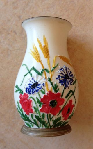 Miniatur Vase Mit Bemaltem Blumendekor Fürs Puppenhaus,  Hartplastik,  Plaste 1950 Bild