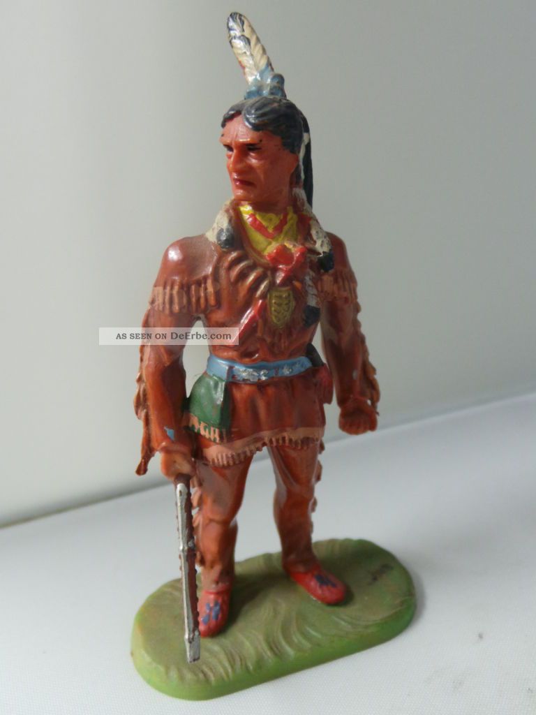 Elastolin Indianer Mit Gewähr Kunststofffigur Gefertigt nach 1945 Bild